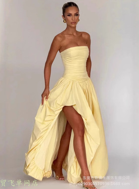 Sexy sleeveless casual slim fit women's dressSDM176 气质黄色