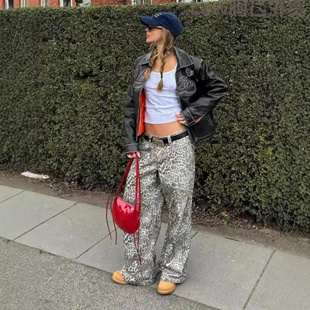 vacation dress美式 floral lace 复古松弛感时髦豹纹 print Sexy