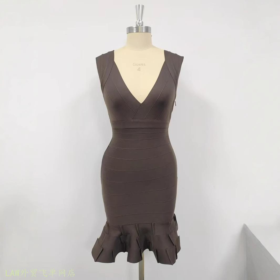 Women's embroidered strapless sexy dress网红店同bss弹力紧身