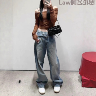 vacation dress做旧宽腰带阔腿牛仔裤 floral lace 女 print Sexy