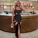 dress时尚 Sexy 镂空低领高腰包臀开 slim fit sleeveless fringe