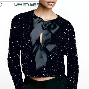 deep 宽松大码 sequin 性 dress圆领长袖 camisole ball Sexy top