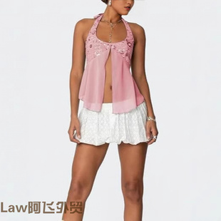 long sleeved Lace 无袖 women shirt亮片上衣女式 露背闪亮 sexy