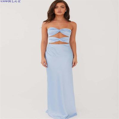 Floral lace patchwork V-neck bubble dressTiktok25年春夏外贸