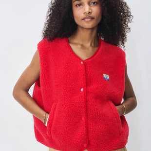 无袖 Fashionable jacket实拍 windbreaker 毛短马甲上衣女宽 long