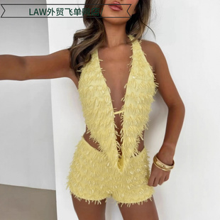 deep camisole top dress新吊带深领露背上衣 Sexy ball sequin