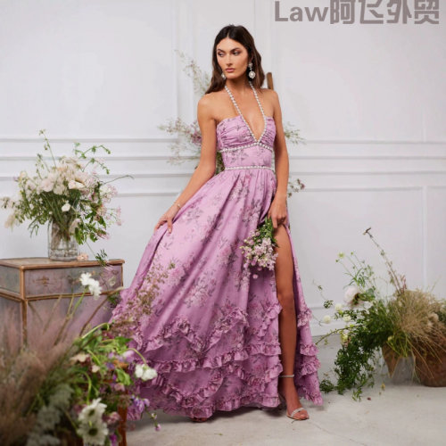SexyFittedFloralPrintStrapless