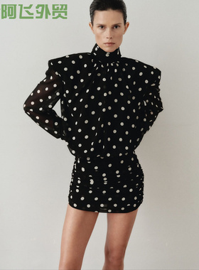 Sexy sleeveless fringe slim fit dress冬季时尚波点设计高领露