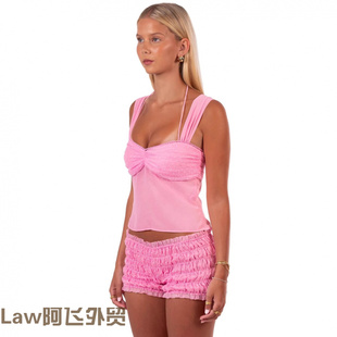 sexy sleeved women long shirt女士性感拼接吊带露背系带 Lace