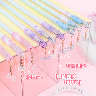 蝴蝶结透明少女心彩色彩笔挂坠笔帽方形防滑防划伤安全无毒铅笔夹