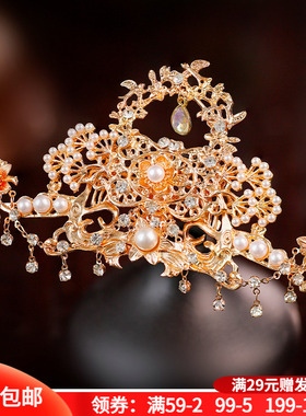 古风头饰气质百搭发冠唐风汉服头冠金色华丽步摇明制复古宫廷配饰