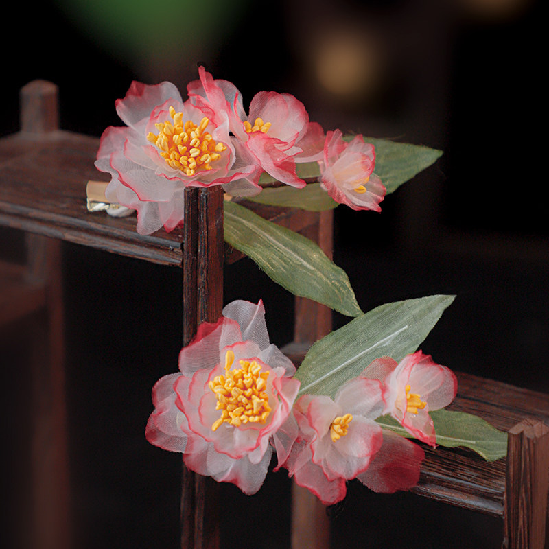 靓玺坊 古风日常发饰襦裙烫花气质发夹唐风发饰汉服百搭绢纱边夹