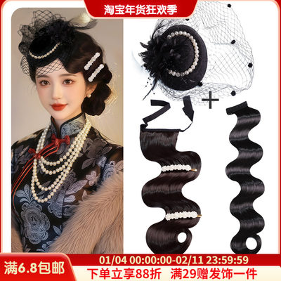 复古汉服民国风造型旗袍手推波纹