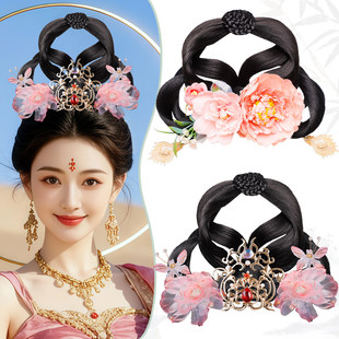 古风汉服假发饰品组合敦煌异域风仙气发髻纱花发钗发簪头饰写真女