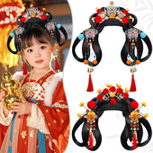 古风汉服头饰女童一体式 全套发髻新年喜庆头饰演出假发发包组合
