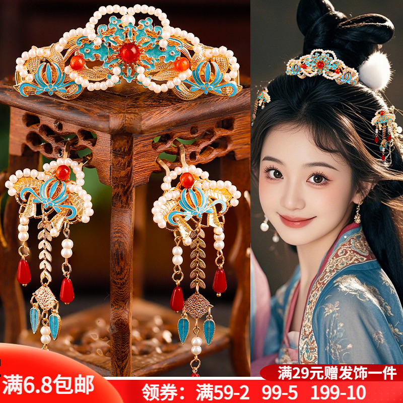 古风复古烧蓝发饰组合