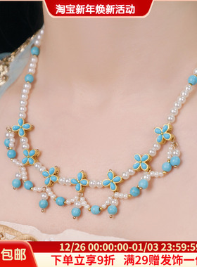 古风手工绿松石璎珞配饰