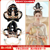 古风飞天发髻敦煌舞蹈演出假发圣母发冠光环光圈贵妃髻汉服发饰品