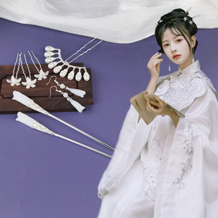 古风发饰木兰花发簪汉服耳环簪子套装女古装u钗玉兰发簪宫廷耳坠