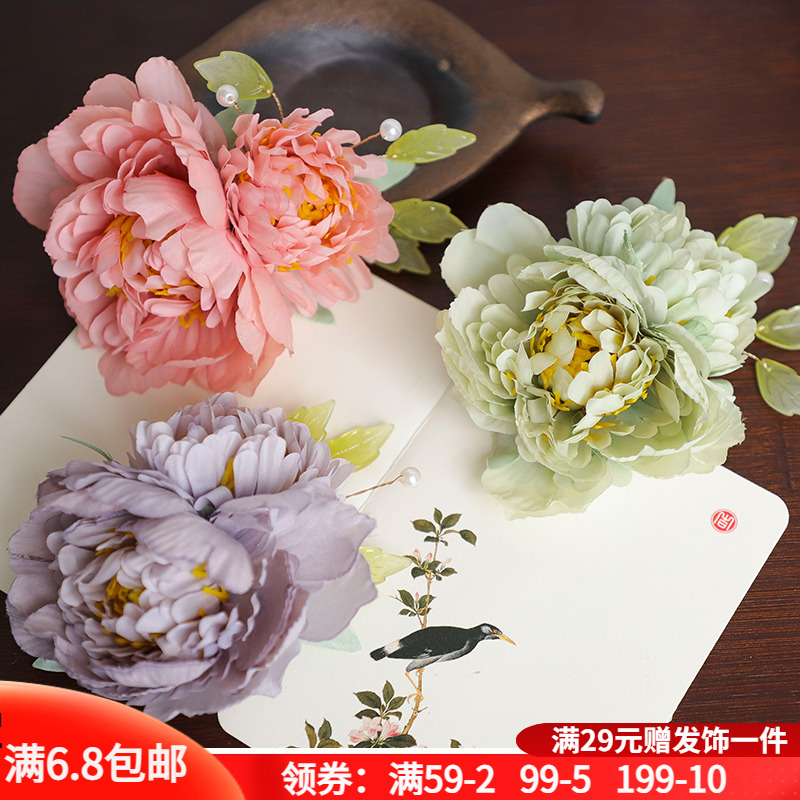 配饰古装汉服绢花头饰花朵发夹