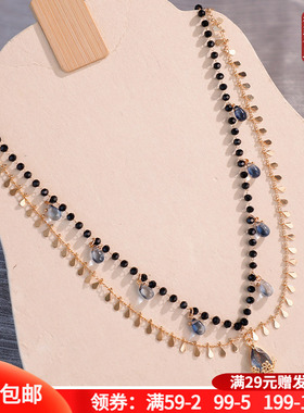 合金双层女黑色系项链