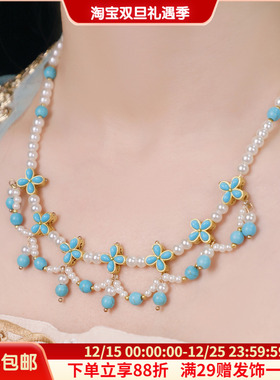 古风手工绿松石璎珞配饰