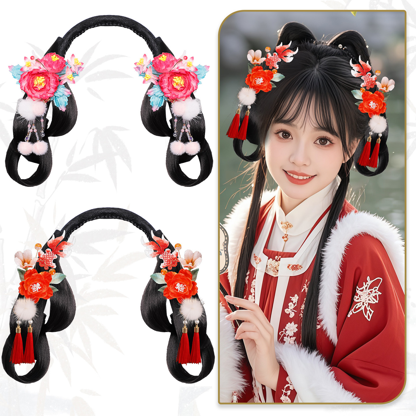 古风发饰组合假发套装