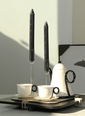 现代简约玻璃烛台蜡烛托盘摆件