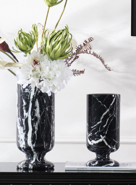 天然大理石宝格丽轻奢花瓶样板房售楼部客厅茶几玄关餐桌花插花器