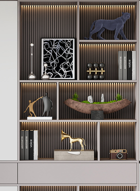 现代轻奢高档客厅电视柜壁龛摆件