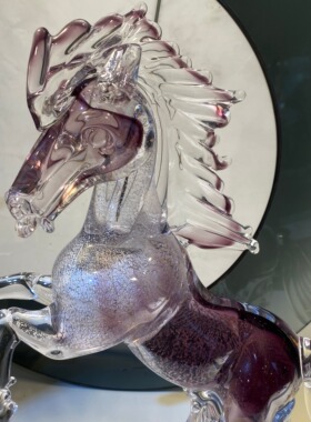 现代轻奢水晶琉璃马到成功送人样板房售楼部茶几电视柜玄关摆件