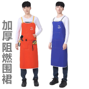电焊工纯棉围裙加大加厚全棉帆布阻燃围裙防火花飞溅火星隔热切割