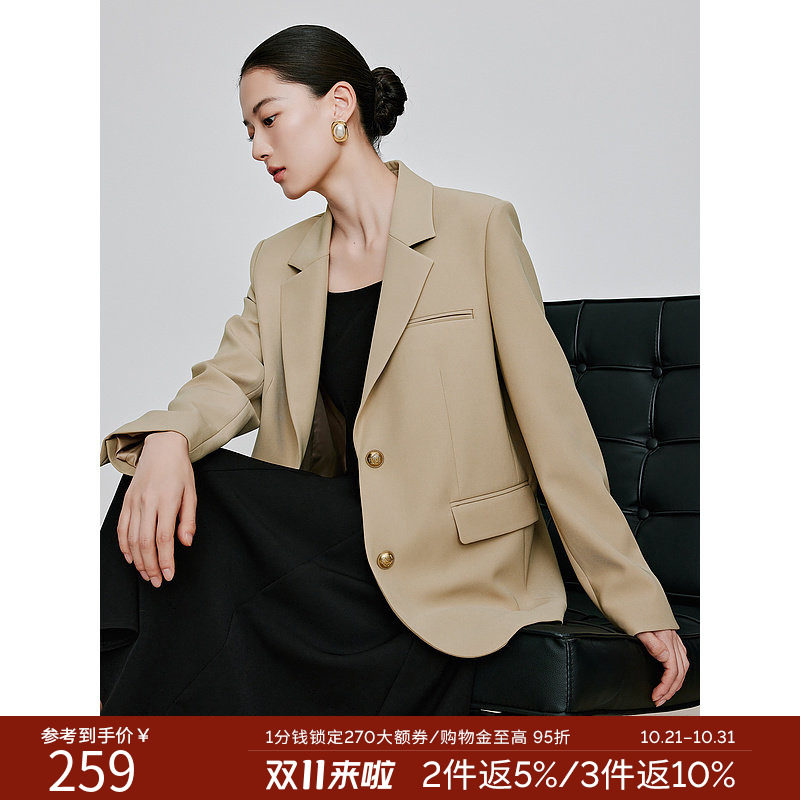西装外套女卡其高级感衣香丽影2026秋季新款韩系宽松气质休闲西服