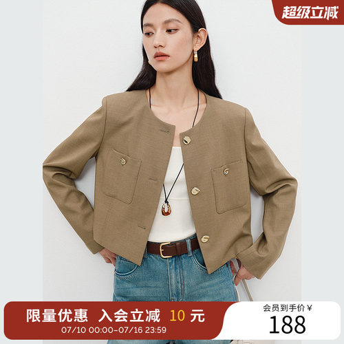 衣香丽影卡其色小香风短外套女2025年秋装新款高级感法式优雅上衣