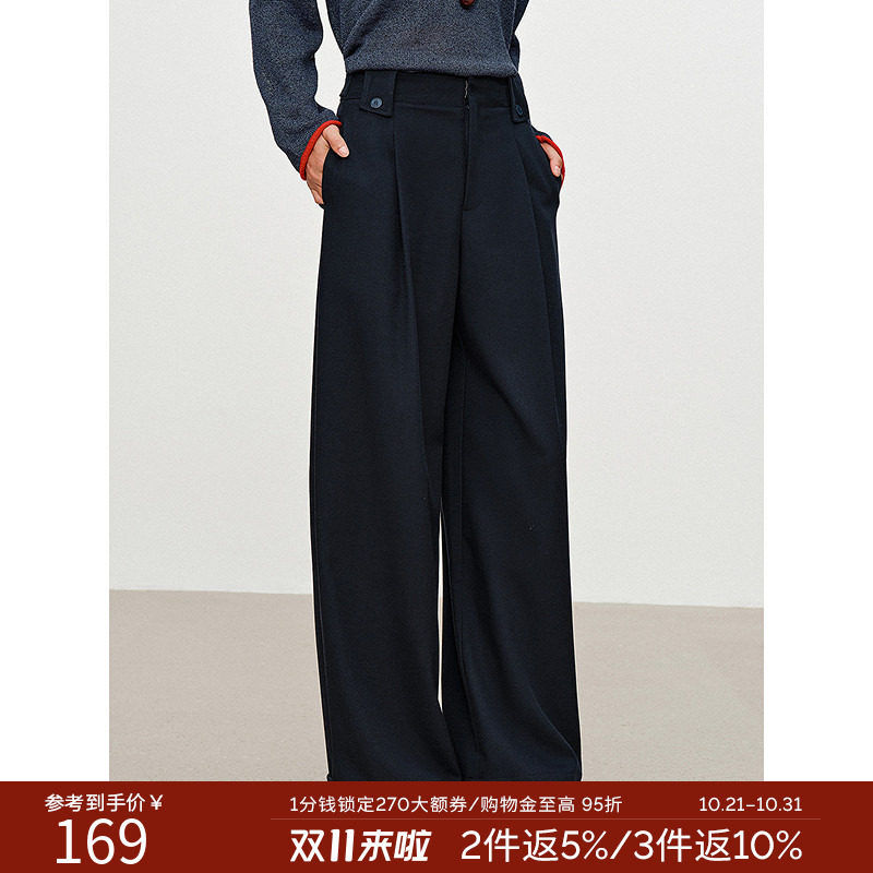 衣香丽影亚麻混纺直筒裤女2026年秋装新款显高显瘦宽松慵懒休闲裤