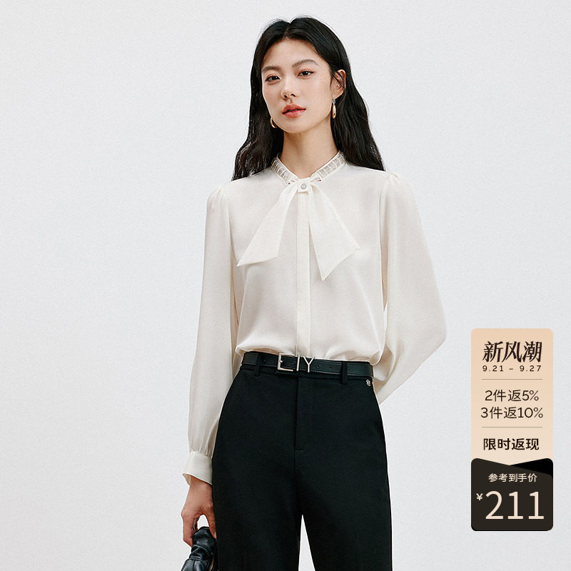 衣香丽影气质衬衫女2026秋装法式复古蝴蝶结泡泡袖上衣