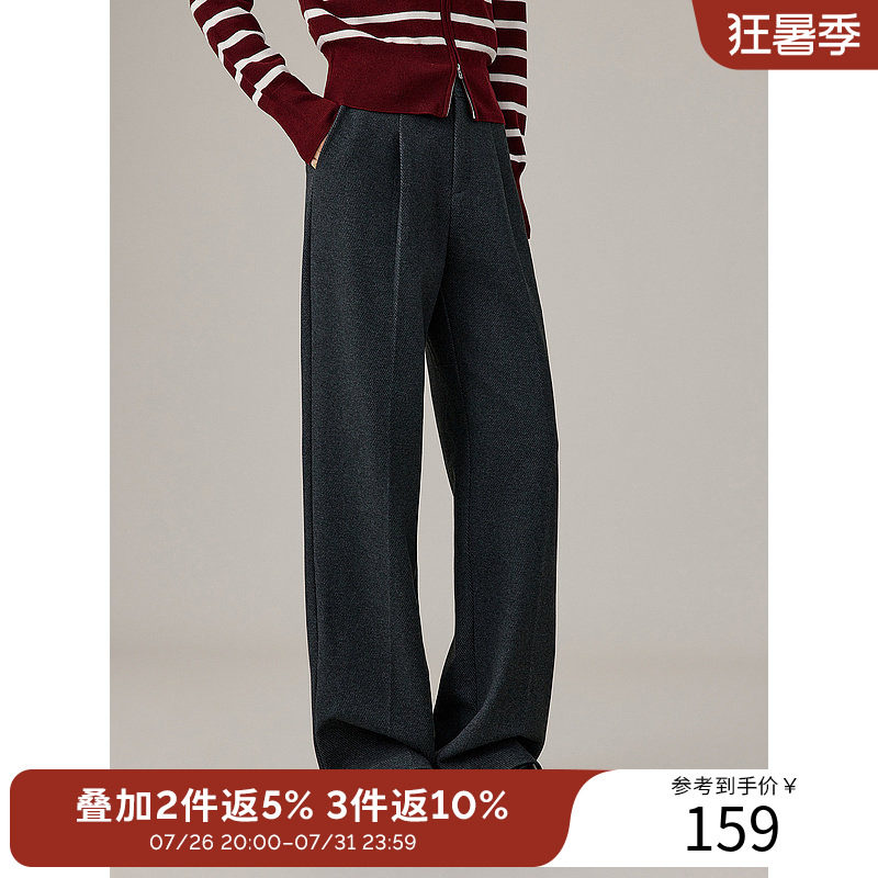 衣香丽影灰色西装裤休闲裤女2025年冬季新款高腰显瘦宽松直筒裤子