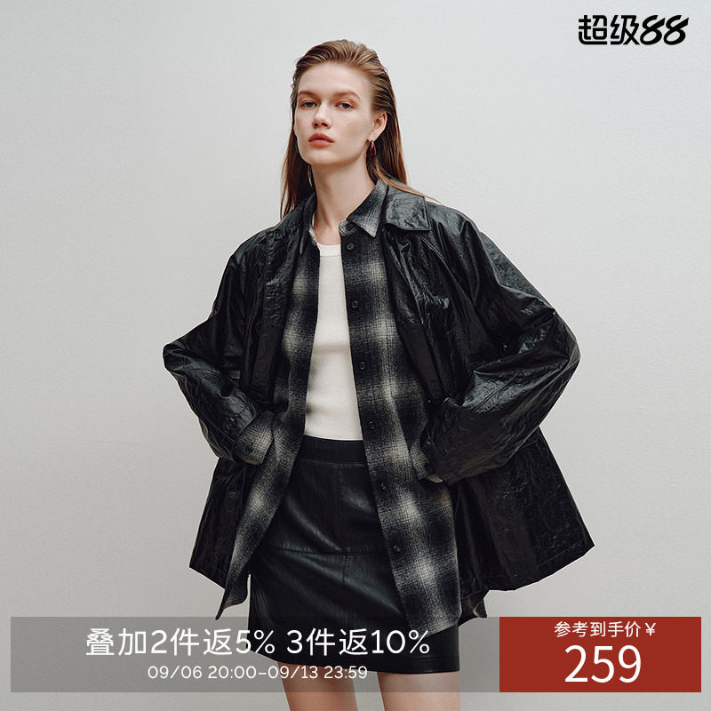 衣香丽影复古油蜡纸感皮衣女2026年秋装新款简洁大方翻领短款外套
