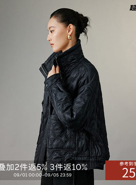 衣香丽影黑色宽松棉衣棉服女2026年冬季新款高级感轻薄大翻领棉袄
