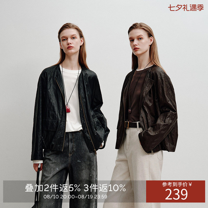 【Y.SING致简】衣香丽影纸薄和风皮衣短外套女2026年秋装新款夹克