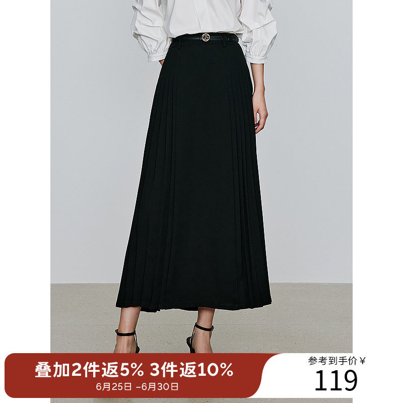 国风新中式马面裙女衣香丽影2026年夏季新款黑色雪纺百褶半身裙子