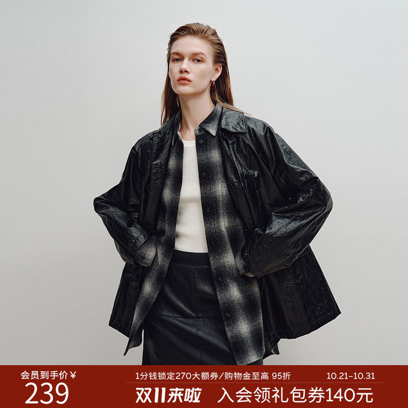 衣香丽影复古油蜡纸感皮衣女2026年秋装新款简洁大方翻领短款外套
