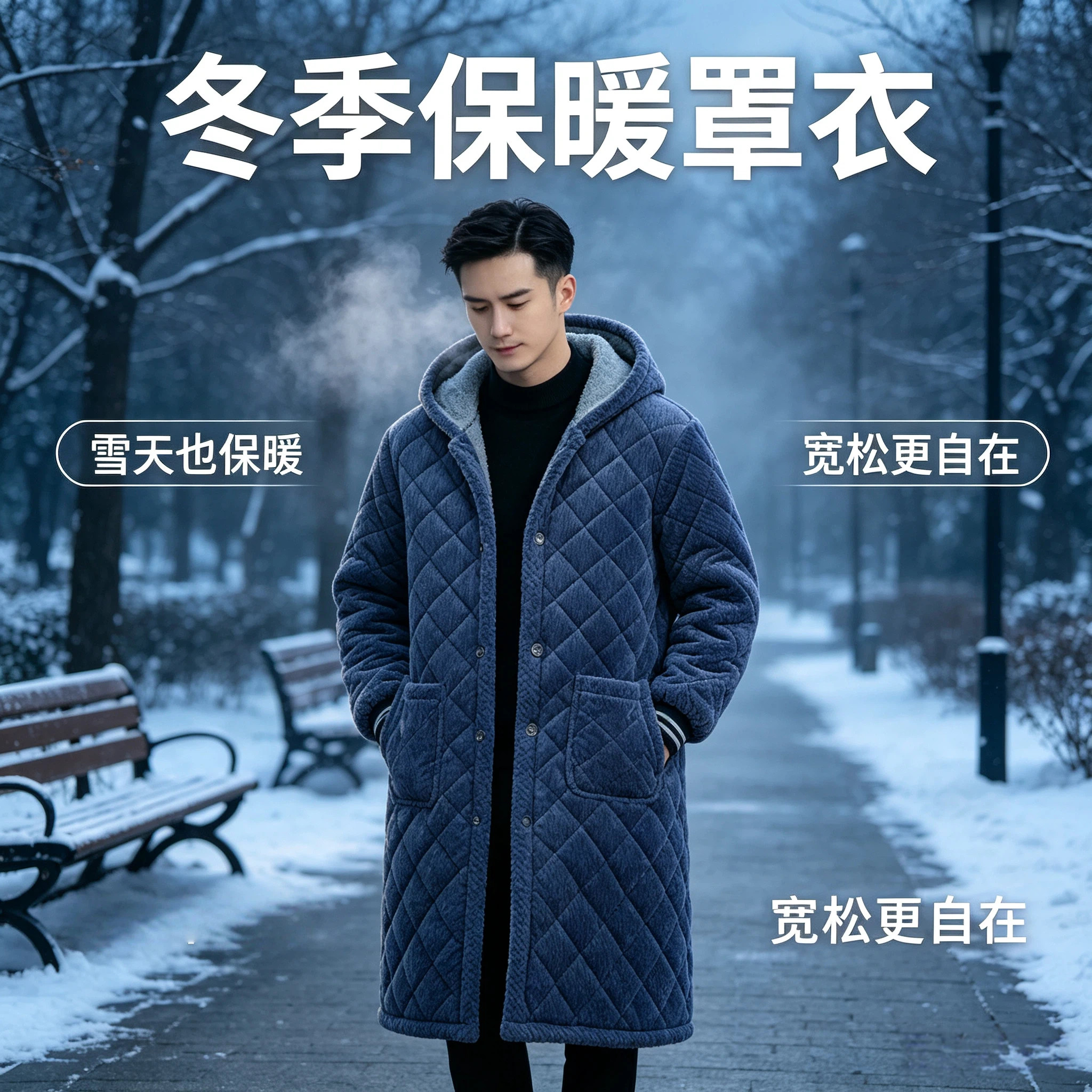 罩衣男款工作服冬季加绒加厚干活可外穿棉衣外套保暖家用厨房围裙