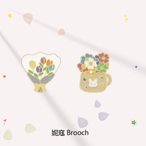 鲜花小胸针可爱日系徽章包包装饰别针扣男女个性潮流衣服领针创意