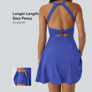 号M137 胸垫高弹性感美背紧身显瘦透气款 连衣裙内有打底裤 可拆装