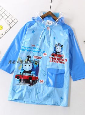 儿童托马斯雨衣雨披中小童男孩外出雨衣 宝宝火车头可背书包雨具