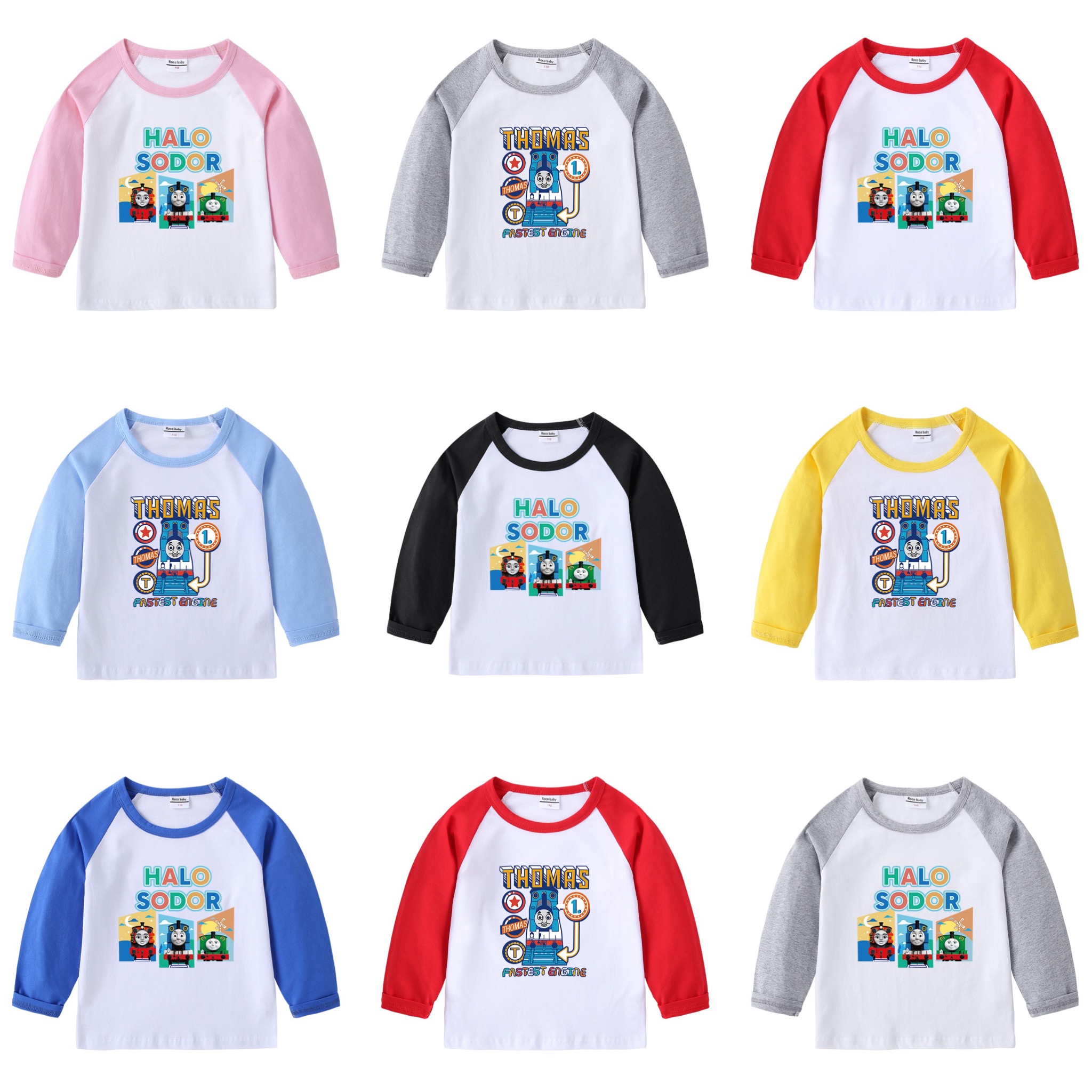 托马斯童装宝宝长袖T恤男宝宝男童圆领纯棉卡通内搭休闲打底衫