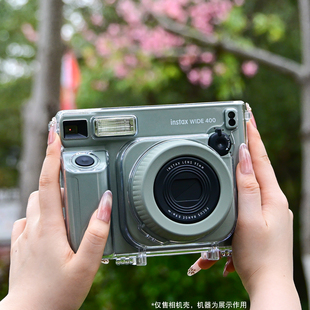 适用拍立得WIDE400水晶高透保护壳赠送硅胶镜头盖高透外壳防摔防刮随心搭配卡通DIY贴纸便携Instax防尘防刮蹭