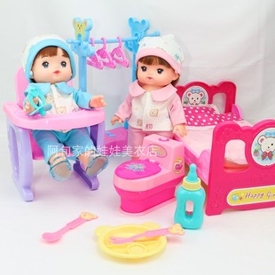 咪露衣服配件小美乐沙奈适用衣架套装马桶床睡衣床品过家家玩具女