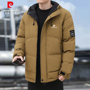 皮尔卡丹正品男士连帽棉衣冬季加厚保暖外套宽松户外防风抗寒棉服